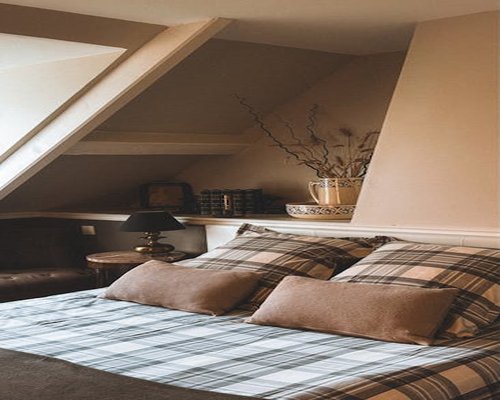 Cozy bedroom interior with warm lighting